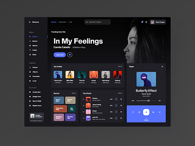 Dark Mode: Music Player Web App album app clean daily ui design desktop minimal music music player playlist ui web web app