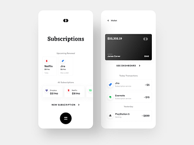 Bankie: Subscription and Card Transactions app bank banking app clean daily ui dailyui design ios minimal payment payment app subscriptions transactions wallet