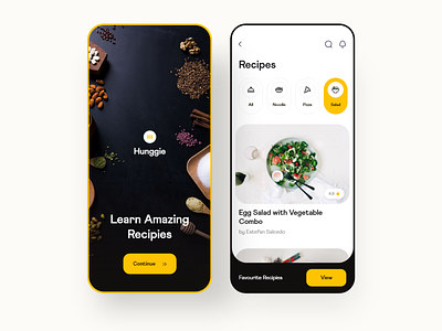 Hunggie: Recipes app clean daily ui dailyui design food food app food delivery food order ios meal minimal recipe recipe app restaurant app ui
