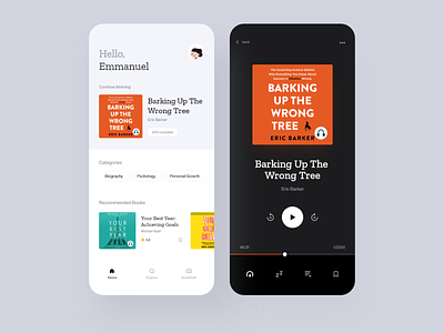 Audiobook Mobile Application — Homescreen & Audio Player