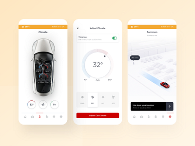 Automotive Service — Electric Car Mobile App app car clean clean ui daily ui dailyui design electric ios location map minimal mobile app smart app switch tesla timer ui weather web design