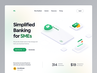 PolarBank — Landing Page Web Header