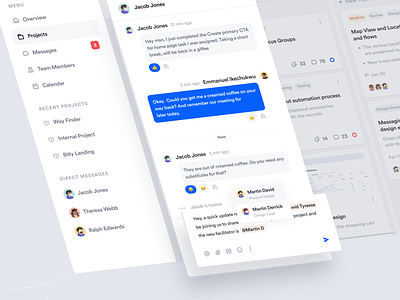 Project Management Dashboard — Mini Chat & Message Popup