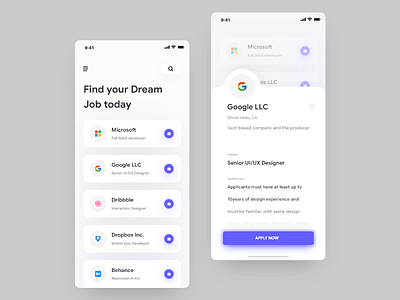 Job Listing app ios login