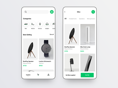 Explore Screen for shopping app UI kit