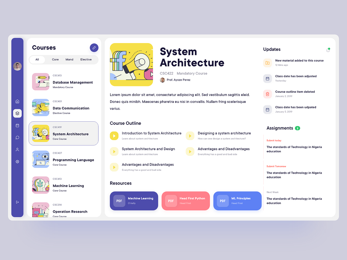 Student Web App - Courses by Emmanuel Ikechukwu on Dribbble