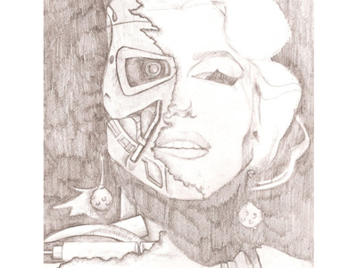 Terminator Marilyn character character design drawing face hand drawn illustration marilyn monroe paper pencil robot shading sketch terminator woman
