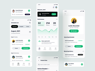 Private Mentoring App Exploration appointment b2b class clean dashboard interaction ios mentoring minimal mobile app modern online class saas schedule school statistic task teacher tutoring ui ux