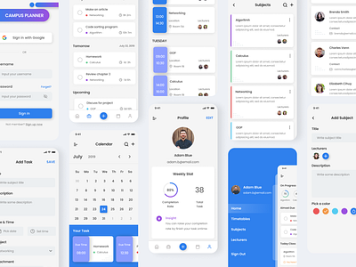 Campus Planner Full app app design campus design illustration reminder scheduler school task management ui