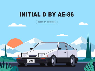 INITIAL D BY AE-86 design illustration