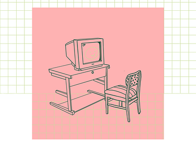 Today ☀️ chair furniture green squares illustration nobody pink tv show