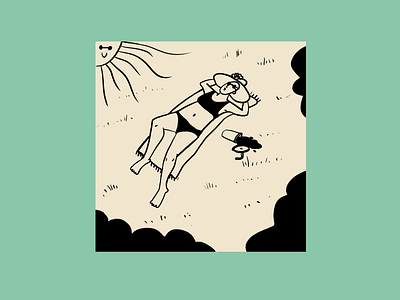 I miss tanning ☀️ blackandwhite dribbble grass green happy illustration juice lady laying love nature outside perspective shadows shapes summer sunglasses sunny sunny day tanning