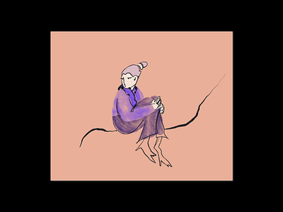 14:15 ⏰ character drawings free girl illustration lady lines marker pattern print procreate purple shapes sitting texture waiting