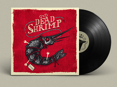 Dead Shrimp - Vinyl & Cd artwork illustration, logo