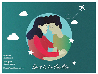 Love is in the Air art boy couple design drawing fall in love flat flat design girl graphic design illustration kiss love minimal rose day sketches ui valentine day vector women