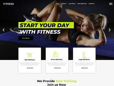 Fitness - Landing Page art design flat flat design graphic design illustration illustrator landing page logo minimal ui ux vector web page webdesign website design