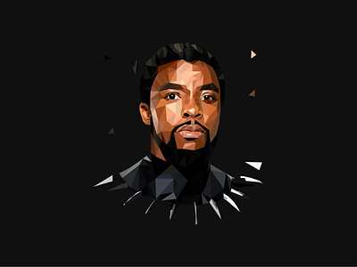 Lowpoly Art of Chadwick Boseman as Black Panther