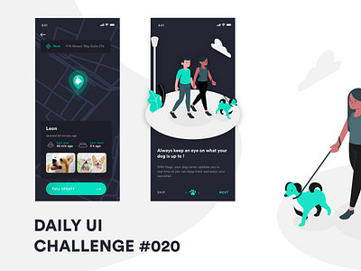 Daily UI Challenge #020 dailyui design dog illustration location location tracker mobile design sketch ui ux