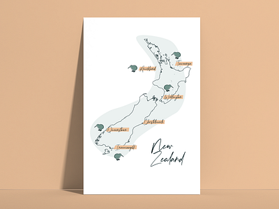 New Zealand map poster 🇳🇿 design illustration map new zeland poster print