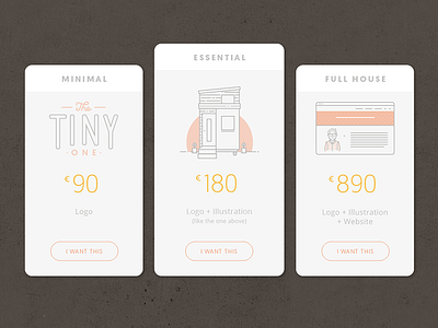 Price table with illustrations clean design house illustration line modern tiny ui web