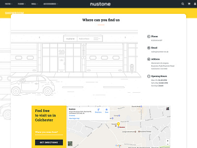 Nustone Showroom Page e commerce illustration interface line nustone sketch ui web wordpress yellow