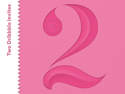 🎟 Two dribbble invites! - Endend ‼️ 🎉 dribbble elegant invite lettering number pink two typography