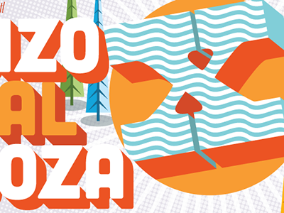 Bizopalooza X beach event identity illustration summer trees typography x