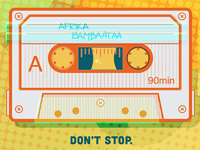 Planet Rock afrika bambaataa cassette dont stop halftone illustration planet rock poster tape typography