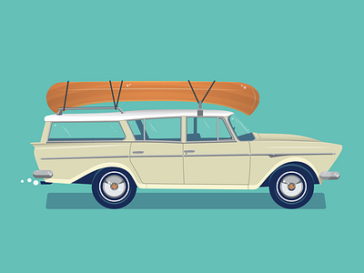 Rambler canoe car illustration vector