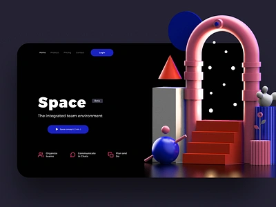 Space 3d 3d art app design cinema4d design illustration illustration design inspiration interaction interface landing landing design landing page design maxonc4d render ui ui design user interface ux web design