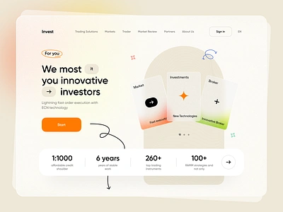 Innovative Investor - Hero Header branding ecommerce finetech futuristc gradient graphic design invest landing page popular shot typography ui user interface ux visual design web design website website designer