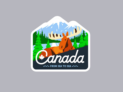 Canada "Sticker Mule" Design canada lake mono moose mountains patch script sticker