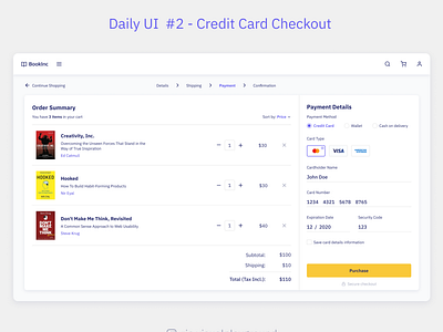 Daily UI - #2 - Credit Card Checkout app books checkout conceptapp creditcard dailyui dailyui 002 dailyuichallenge figma figmadesign library onlineshop payments purchase ui web webapp webdesign