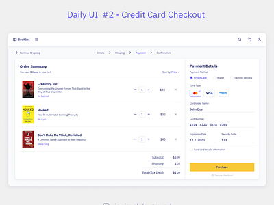 Daily UI - #2 - Credit Card Checkout