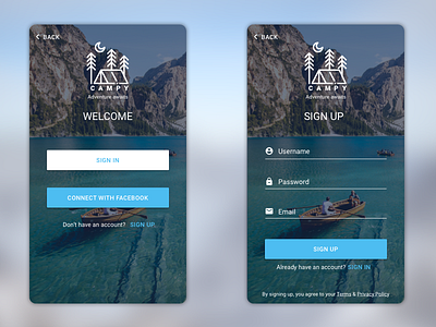 Daily UI - Sign Up Screen app camping conceptapp dailyui mobile outdoors screens signup