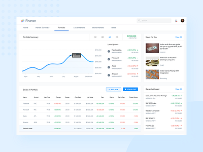 Google Finance Redesign Concept concept dashboad data design finance google interface material portfolio product product design redesign statistics stocks ui ux