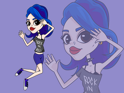 Rock Girl all star blue caracter cute emo eyes girl groupie jkakaroto music punk rock rock and roll rock in roll sexy vector