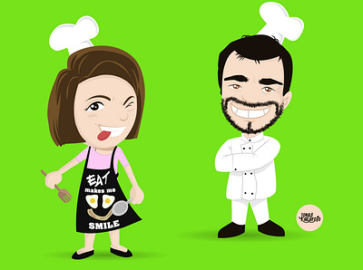 Caricature chef bacon caricature cartoon chef comic cooking cute draw eat food jkakaroto jonas kakaroto vector