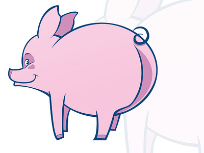 Pig fat animal ass cartoon cute farm fat pig pink