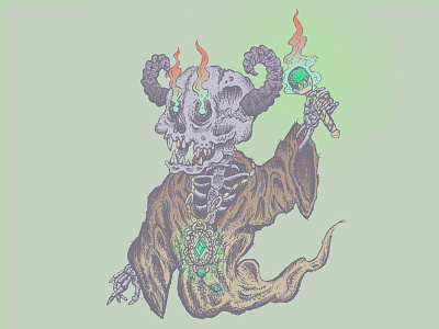 Skull Demon Wizard demon digital illustration magic painting photoshop skeleton skull spooky wizard