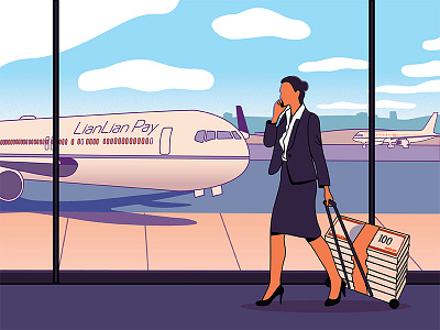 Travel airplane illustration travel walk withdraw woman