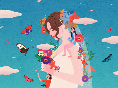 Dream wedding butterfly character flower happy illustration woman