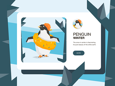 Winter seasons animal art blue cool donut ice illustration lovely penguin tree ui winter