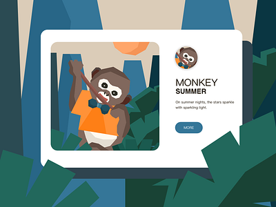 Summer seasons banana tree design eat fashion forest illustration lovely monkey summer ui