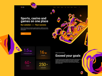 SCG | Betting platform basketball betting black casino illustration landing main page sport ui web yellow