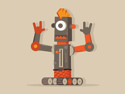 Punk Robot character flat illustrator punk robot