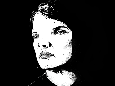 An black and white face hand drawing illustration portrait sketch