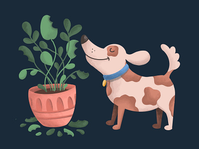 Dog and the eaten plant dog dog illustration illustraion plant plant illustration procreate procreate art