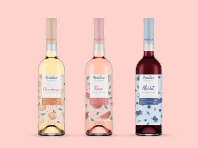 Redesign wine label - Frutino blueberries fruit fruit illustration fruit pattern peach watermellon wine wine label