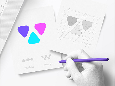 Workbit Logo brand branding design icon identity logo mark sketch triangle w
